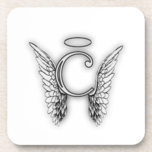 Angel Alphabet C Initiaal Latter Wings Halo Drankjes Onderzetter