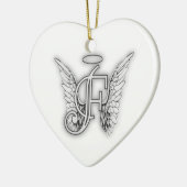 Angel Alphabet F Initiaal Latter Wings Halo Keramisch Ornament (Links)