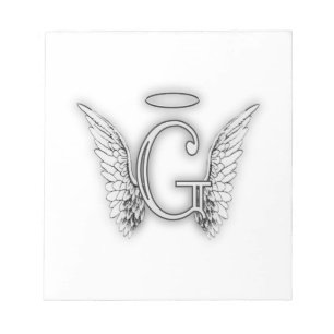 Angel Alphabet G Initiaal Latter Wings Halo Notitieblok