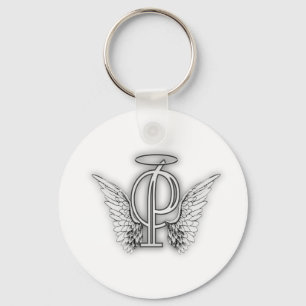 Angel Alphabet P Initiaal Letter Wings Halo Sleutelhanger