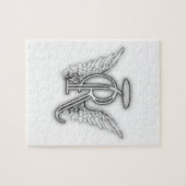 Angel Alphabet R Initiaal Letter Wings Halo Legpuzzel (Horizontaal)