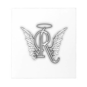 Angel Alphabet R Initiaal Letter Wings Halo Notitieblok