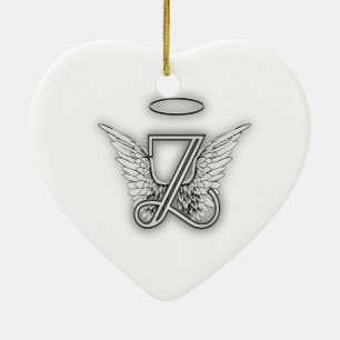 Angel Alphabet Z Initiaal Letter Wings Halo Keramisch Ornament