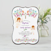 Angel Amour Baptême Invitation avec Fleurs folklor (Debout devant)