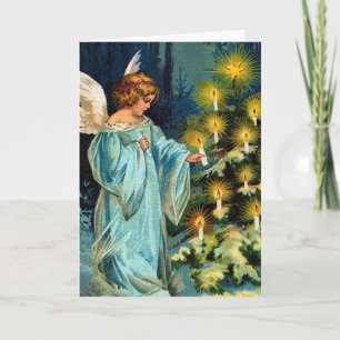 "Angel and Christmas Tree" Feestdagen Kaart