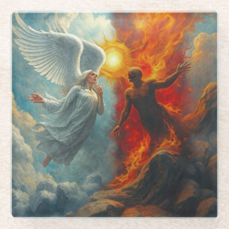 ANGEL AND DEVIL GLAZEN ONDERZETTER