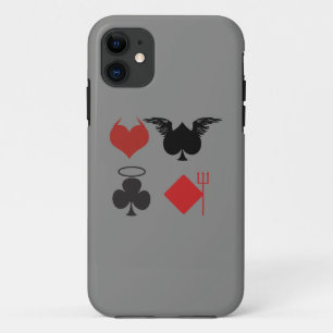 Angel and Devil Kaart Suits Donkergrijs iPhone 11 Hoesje