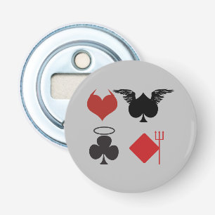 Angel and Devil Kaart Suits Grijze flesopener Button Flesopener