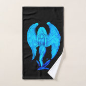 Angel, Art crayon, design noir bleu (Serviette à main)