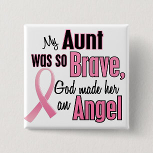 Angel AUNT Breast Cancer T-Shirts en Apparel Vierkante Button 5,1 Cm