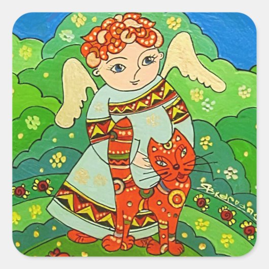 Angel avec autocollant de chat (Devant)