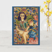 Angel avec Bird CC0418 Carte de voeux d'art islami (Fleur jaune)