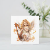 Angel avec carte de Noël de la harpe (Debout devant)