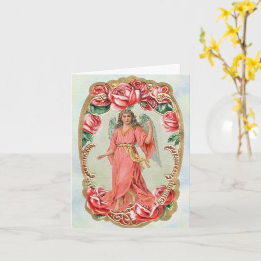 Angel Avec Carte Rose Anniversaire (Fleur jaune)