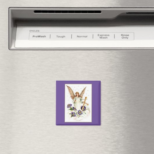 Angel Avec Croix Et Fleurs Clematis Aimant (In Situ (Lave-vaisselle))