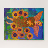 Angel avec tournesol et tabby Cat 16x20 Puzzle (Horizontal)