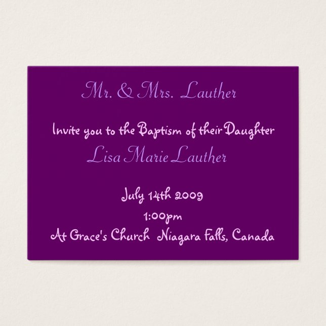 Angel Baby Baptisme Visitekaartje (Voorkant)