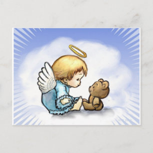 Angel baby en teddybeer briefkaart