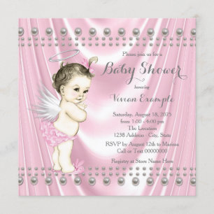 Angel Baby Satin en Pearl Baby shower Kaart