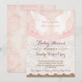 Angel Baby shower rose Invitation pour Latina Lady (Devant / Derrière)