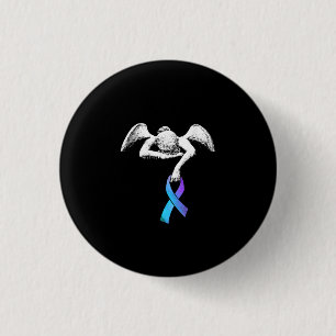 Angel bewaart Blauwgroen Paarse ribbon-zelfmoordpr Ronde Button 3,2 Cm