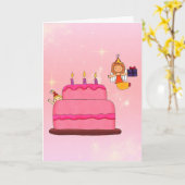 Angel Birthday Cake Gevouwen Wenskaart Kaart (Gele Bloem)