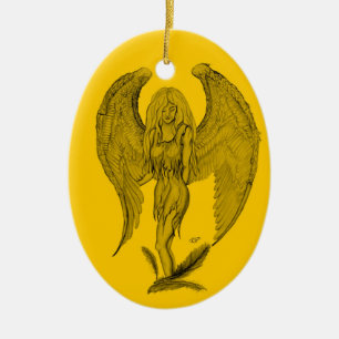 Angel Black en yellow design Keramisch Ornament