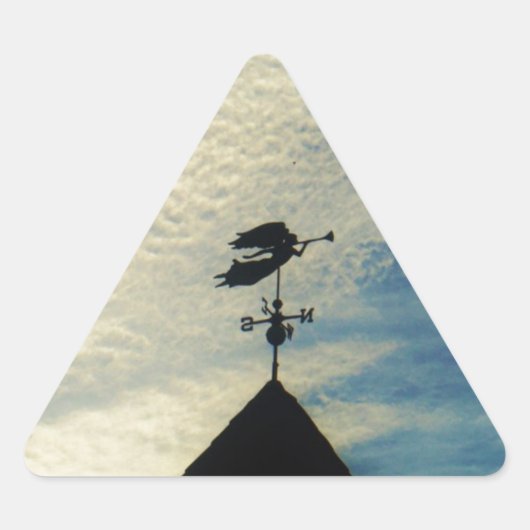 Angel BLOWING HORN WEATHER VANE Driehoek Sticker (Voorkant)