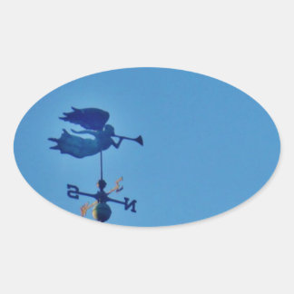 Angel BLOWING HORN WEATHER VANE Ovale Sticker