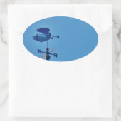 Angel BLOWING HORN WEATHER VANE Ovale Sticker (Tas)