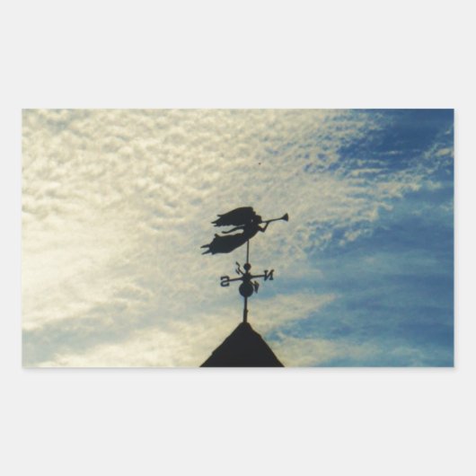 Angel BLOWING HORN WEATHER VANE Rechthoekige Sticker (Voorkant)