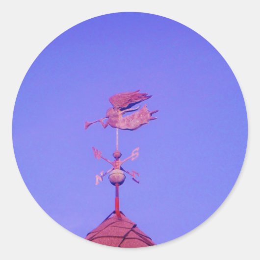 Angel BLOWING HORN WEATHER VANE Ronde Sticker (Voorkant)