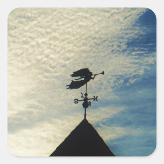 Angel BLOWING HORN WEATHER VANE Vierkante Sticker (Voorkant)