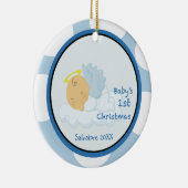Angel Boy 1st kerstversiering Keramisch Ornament (Rechts)