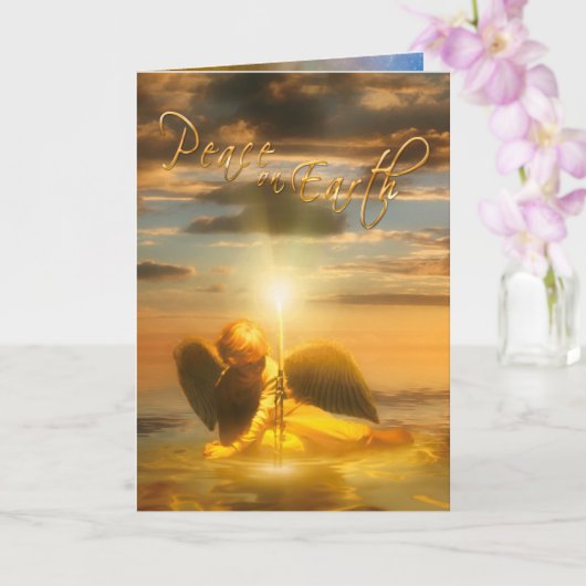 Angel Boy Kerstmis "PEACE ON AARTH Card" Kaart (Orchidee)