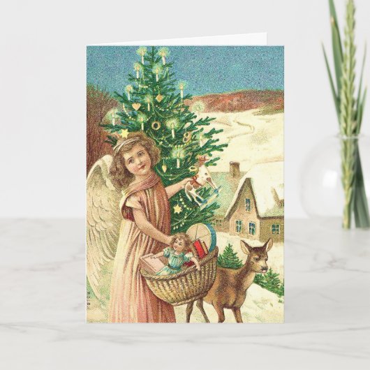 Angel bringing Christmas gifts and presents Kaart (Voorkant)