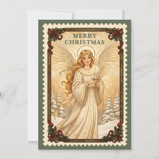 Angel | Carte de Noël Retro Postage (Devant)