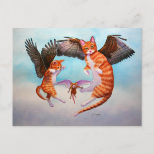 Angel Cat en Mouse Game Briefkaart