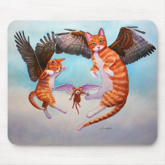 Angel Cat en Mouse Game Muismat (Voorkant)