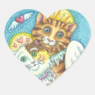Angel Cat Family SPINT op het blad ZWARE STICKERS
