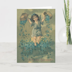 Angel Cherub Basket Vergeet-Me-Not Kaart