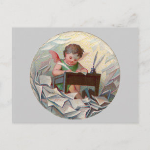  Angel Child Schrijft op bureau Briefkaart