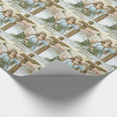 Angel Christmas Tree Cross Winter Cottage Cadeaupapier (Hoek)