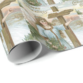 Angel Christmas Tree Cross Winter Cottage Cadeaupapier (Rol Hoek)