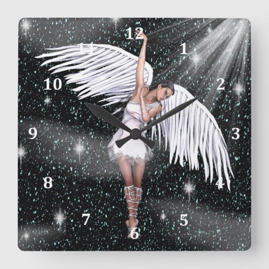 Angel Clock Vierkante Klok (Voorkant)