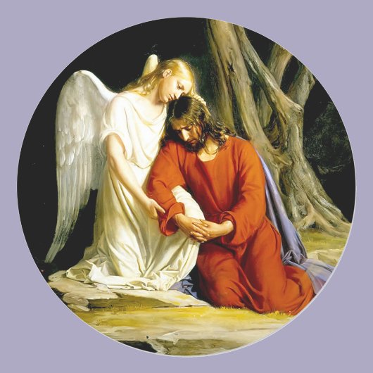 Angel Comforts Jesus op Gethsemane Ronde Sticker
