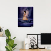 Angel dark blue wall art poster (Thuiskantoor)