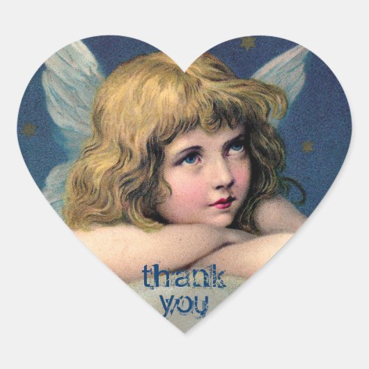 Angel de repos vintage - Merci - Stickers Coeur (Devant)