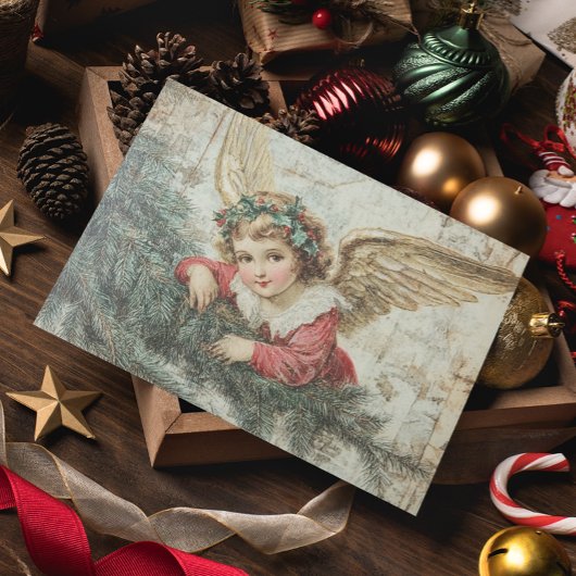 Angel  decoupage kerst briefkaart