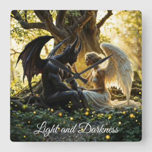 Angel Demon bovennatuurlijk helder ontwerp Vierkante Klok